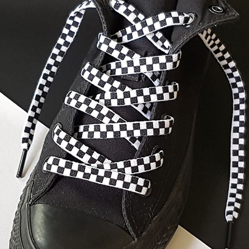 Jual Aksesoris Sneakers Kipzkapz Flat Checker Xs27 8Mm Black White Original Xs27 - Flat Checker 8Mm - hoopspoint.com